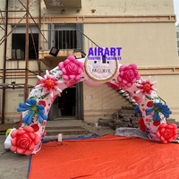 2025 nouveau design décoration de porte de fête de mariage structure d'arche de fleur rose, porte de fleur gonflable gonflable à vendre