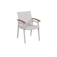 Mobilier de jardin moderne longue table en aluminium avec chaises en bois pour pique-nique, café et salle à manger pour hôtels