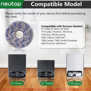 Tampons de vadrouille pour robot aspirateur Ecovacs <span class=keywords><strong>Deebot</strong></span> <span class=keywords><strong>X1</strong></span> X1s /T10/T20/T30/S10 Chiffon de vadrouille lavable Pièces de rechange - Product Image 5