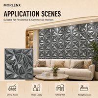 Panneau mural 3D en PVC MORLENX, aspect pierre, motif géométrique en cristal de charbon, revêtement décoratif pour intérieurs de salles d'exposition et de salons