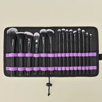Nouvel ensemble de 15 pinceaux de maquillage professionnels vegan à manche en bois noir, marque privée, pour le visage