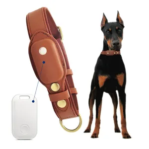 Distributeur en cuir personnalisé apple air tag formation tactique chat chien gps tracker collier pour chien de compagnie