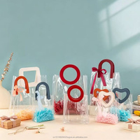 Sac fourre-tout en PVC transparent avec logo imprimé personnalisé, sac cadeau en plastique, sac de shopping