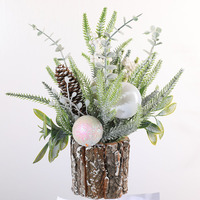 Arbre de Noël artificiel de 35cm en PE écorce Décoration de Noël Mini ornement de bureau avec boule
