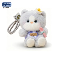 Porte-clés chat en peluche à faible MOQ, mignon, avec bol et cuillère, poupée animale en peluche chaton, breloque de sac, porte-clés, chat en peluche doux