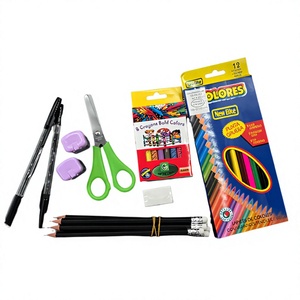 Ultimate Unisex School Supply Kit 6 Pencils 12 Colored Pencils 8 Crayons <b>Scissors</b> <b>Sharpeners</b> Eraser Ruler Plastic Zipper Bag - Product Image 1