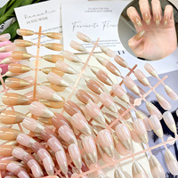 Faux ongles prêts à poser faits main, couleur rose nude unie, semi-finis, peints par pulvérisation, forme cercueil, couvrance totale, courts