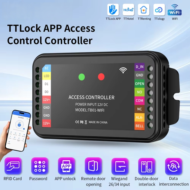 WiFi Smart Access Control Panel Board TTLock APP Card Management Controller Remote Unlock for Office Door Security