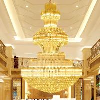 Lustre de luxe en cristal pour hall d'hôtel, avec perles de cristal scintillantes et pampilles, luminaire suspendu décoratif pour hall d'hôtel