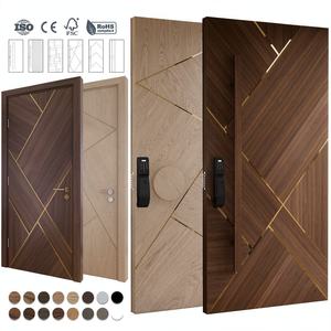 Porte d'entrée pivotante moderne en bois de style européen avec serrure intelligente pour hôtel et villa - Product Image 2