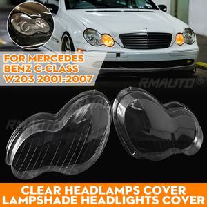 ฝาครอบเลนส์ไฟหน้ารถยนต์แบบใส 2 ชิ้น สำหรับ Mercedes Benz C Class W203 ปี 2001-2007  เลนส์ครอบไฟหน้า อุปกรณ์ตกแต่งรถยนต์ - Product Image 1