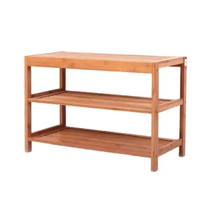 Utility Bamboo Shoe Bamboo Shoe Rack Rack/ 3 Tier Wooden Factory Price 3-tier Shoes Rack for Home Living Room Furniture Modern