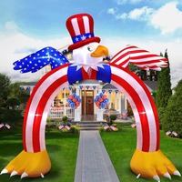 Ornement décoratif LED lumineux pour jardin extérieur personnalisé en usine : Arche gonflable en forme d'aigle chauve volant pour la fête de l'Indépendance américaine