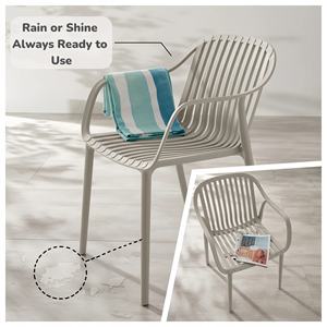 Ensemble de salle à manger moderne en plastique pour l'extérieur, table carrée, 4 fauteuils empilables, pré-assemblé, imperméable, résistant aux UV, pour jardin, café, piscine - Product Image 2