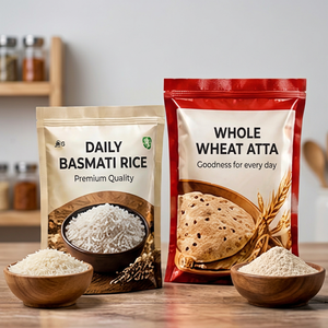 Bolsa de plástico impresa de calidad alimentaria con cierre de cremallera para envasar arroz, harina y productos de supermercado - Product Image 1