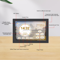 FHD layar IPS Android layar sentuh 10.1 inci, WiFi dinding pintar jam Azan Muslim dengan penerima Quran