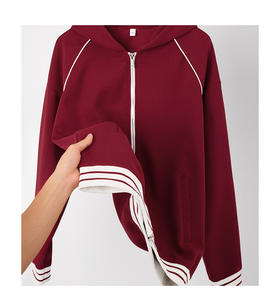 380g nouveau poids lourd Style américain fermeture éclair à capuche Baseball sweat couleur unie automne basique Couple Baseball veste - Product Image 6