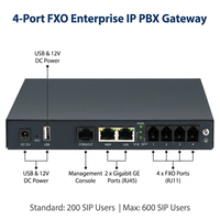 Sistema Telefonico IP PBX Shanglu 4 FXO VoIP per 200-600 Utenti SIP, Gateway FXO a 4 Porte, Compatibile con Fax T.30, Modello Enterprise SMB 3CX
