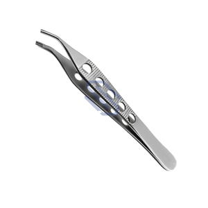 Pinzas Adson Brown Dentales Curvas con Orificios, Portaagujas Quirúrgico para Dedo Pulgar, Juego de Instrumentos de Acero Inoxidable CE Manual - Product Image 1