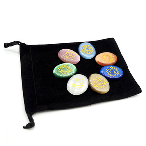 Bộ đá thạch anh nguyên khối khắc bảy luân xa, đánh bóng, cân bằng toàn diện, hỗ trợ chữa lành Reiki, biểu tượng luân xa nam, bộ đá cầm tay - Product Image 3