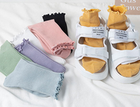 Couleur unie Slouch Bobby Chaussettes Femmes Fille Volants Coton Femmes Chaussettes Côtelées