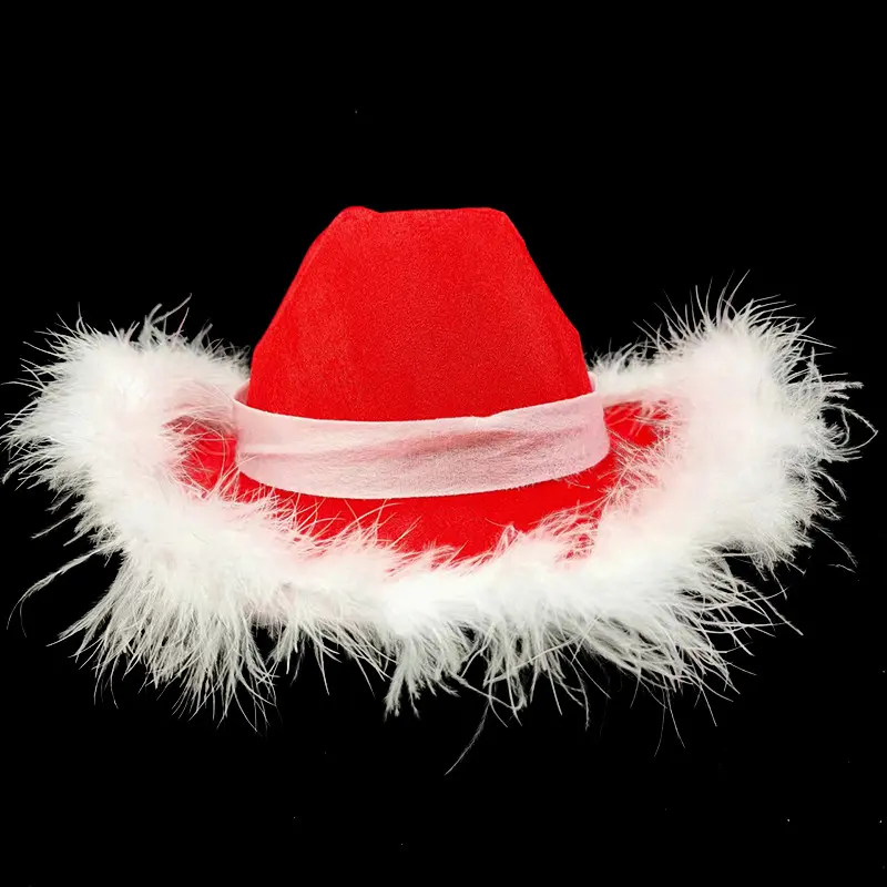 Red Shining Women Cowgirl Hat Halloween Costume party red party hats con cappello da cowboy fluorescente a tesa di piuma