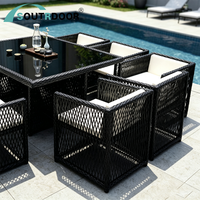 Ensemble de table pliante en rotin moderne italien pour 10 personnes avec chaises de salle à manger pour l'école, l'hôpital, l'hôtel et la villa, utilisation en extérieur