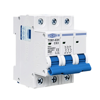Interruptor Automático Miniatura TOMZN 3P AC MCB TOB1-63H Tipo C 230/400V~ 50HZ/60HZ 3A 6A 10A 16A 20A 25A 32A 40A 50A 63A