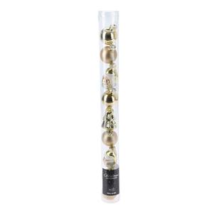 Juego de 9 bolas de cristal doradas, brillantes/mate, diámetro 3CM, Surtido - Product Image 1