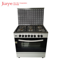 Cuisinière à gaz 6 brûleurs avec four tout-en-un en acier inoxydable, cuisinière à gaz autonome avec four de grande capacité pour cuisine occidentale