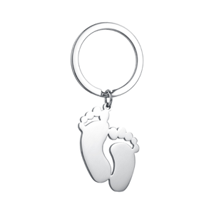 Aceon Yiwu personnalisé en acier inoxydable bébé pied porte-clés à la mode mignon forme gravé au Laser blanc cadeau bijoux - Product Image 1