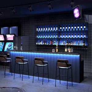 Beautiful Customize size commercial industrial furniture design juice cocktail nightclub lighted led restaurant bar counter