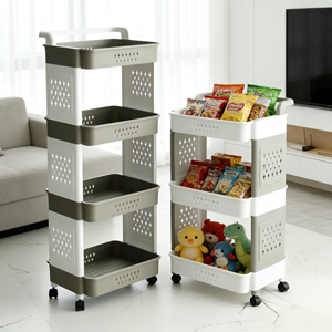 Chariot roulant en plastique multi-usages à 3/4 niveaux pour la <span class=keywords><strong>cuisine</strong></span>, la salle <span class=keywords><strong>de</strong></span> bain et le <span class=keywords><strong>rangement</strong></span> <span class=keywords><strong>de</strong></span> livres - Product Image 4