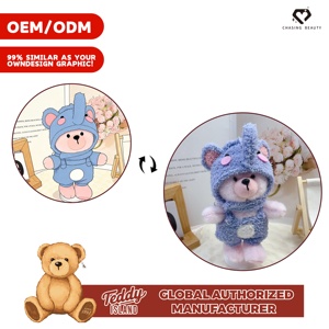 Teddy ISLAND Abbigliamento in Peluche Personalizzato con Cappuccio a Forma di Elefante Blu Autorizzato Globalmente - Product Image 1