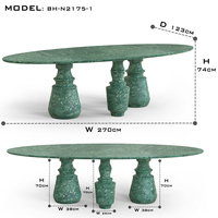 Table à manger ovale en marbre naturel de luxe avec piédestal en marbre, design moderne pour l'ameublement de la maison