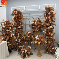 SMOOTH Ensemble d'arrangements floraux artificiels pour mariage, marron caramel automnal, chemin de table floral en roses de soie orange brûlé pour la décoration d'événements et de fêtes