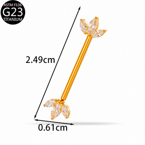 <span class=keywords><strong>Piercing</strong></span> per Capezzolo Freya G23 in Titanio Massiccio con Zirconia Cubica Incastonata, Barra Dritta 14G, Gioiello per Capezzolo da Donna - Product Image 6