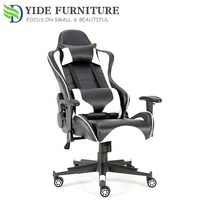 Chaise de Gaming tout en cuir noir Silla, Chaise avec jambes, Logo à personnaliser, pour jeux vidéo