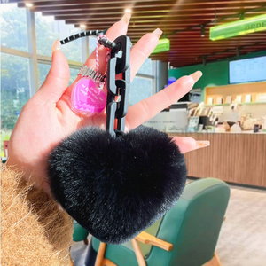 سلسلة مفاتيح قطيفة منفوشة من السيليكون بتصميم كرة الفرو على شكل قلب - Product Image 4