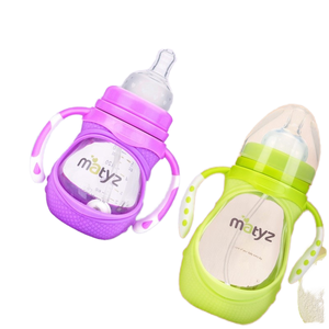 <span class=keywords><strong>Biberon</strong></span> en verre écologique à col large <span class=keywords><strong>anti</strong></span>-<span class=keywords><strong>colique</strong></span> pour bébé avec couvercle en silicone et paille de qualité alimentaire imprimé sans BPA - Product Image 2