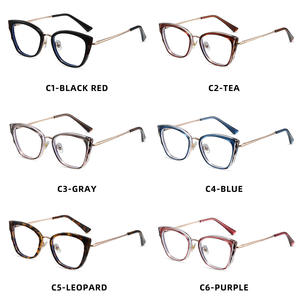 Montures de lunettes œil-de-chat 87256, monture complète, protection anti-lumière bleue, branches en métal TR90 à ressort, design unisexe - Product Image 2