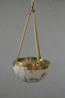 YH Minimaliste Salon Espagnol Marbre Naturel Albâtre Lustre En Laiton Cuisine Île Pendentif Lumière Led Intérieur Plafonnier