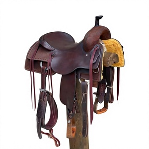 Silla de Montar Inglesa Hecha a Mano de Cuero de Búfalo Genuino Ecológico para Carreras de Caballos, Duradera, Suave y Cómoda, con Estructura de Madera y Alfombrillas para Caballos - Product Image 1