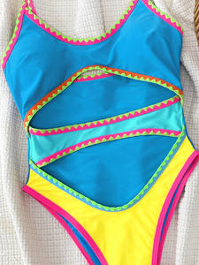 Traje de Baño Viviblook Z309ST03 para Mujer, Nuevo Bikini Sexy de Verano para Vacaciones, con Bloques de Color y Tirantes Huecos, Traje de Baño de Una Pieza - Product Image 4