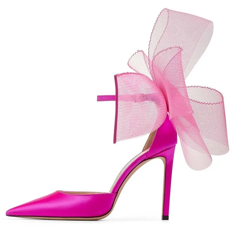 2022 New Summer Women High Heels Bow Tie Sandals Sexy Silk Fashion Ankle Strap Elegant Wedding Party Ladies Shoes