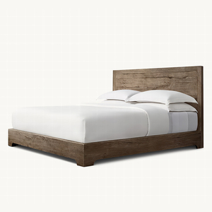 Davos sồi Bảng điều chỉnh giường vua nữ hoàng Kích thước rắn gỗ khung Giường gỗ sồi ánh sáng kết thúc RH phong cách tùy chỉnh phòng ngủ thiết lập - Product Image 3