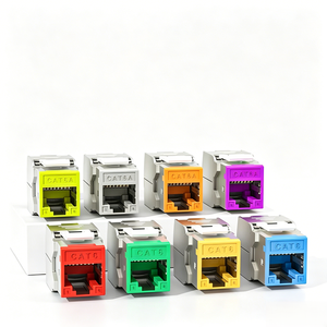 Module réseau <span class=keywords><strong>RJ45</strong></span> Keystone blindé multicolore en alliage de zinc Cat6A Cat7 10G STP 180 degrés sans outil pour panneau de brassage PoE++ - Product Image 1