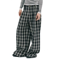 Pantalon de costume classique à carreaux pour homme, coupe ample et large, de haute qualité, plissé, pour la vente en gros