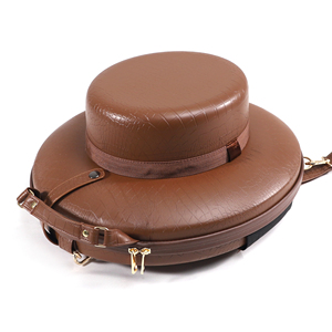Chapeau Fedora en cuir PU marron personnalisé avec sac EVA, fermeture éclair, bretelles – Étui de voyage, couleur et taille personnalisables - Product Image 3