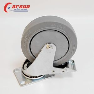 Roues de chariot industrielles de 3/4/5 pouces, roulettes pivotantes de 75/100/125 mm avec frein, roulement à billes en caoutchouc thermoplastique - Product Image 4